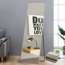 Modern Full Length Mirror, 65" x 22"x 1.2" (Color: Matte Champagne)